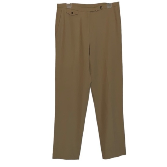 Lauren Ralph Lauren Wool Blend Trousers Camel / Tan Size 10 Flat Front Lined - Picture 2 of 10